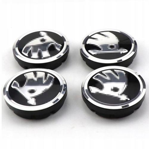 4pcs Caches Moyeu Centre Roue 56mm Skoda Argent Logo Enjoliveur