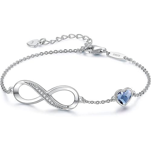 Bracelet De Cheville En Argent Sterling 925 Pour Femme Avec C?Ur Infini - Symbole D'amour