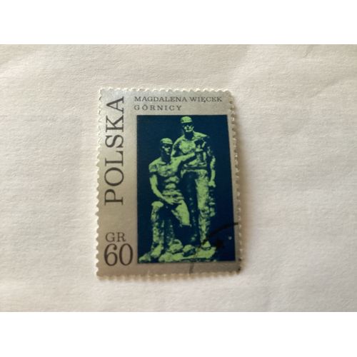 1 Timbre, Sculpture De Mineurs, Pologne, Année 1971