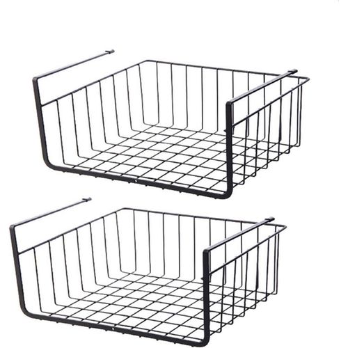 Eryi-2pcs Organisateur Panier Suspendu, Panier Etagère Suspendu Sous Etagère Panier De Rangement Pour Placards De Cuisine, Armoires, Étagères, Meubles Bas (Noir)