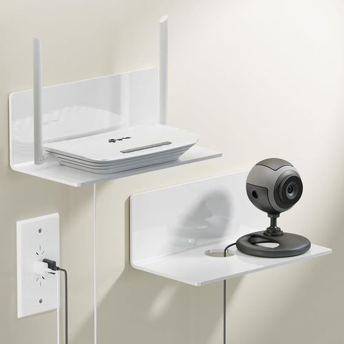 Eryi-Etagere Murale Sans Percage, Lot De 2 Petite Étagères, Tablette Murale Auto Adhesive 23cm Large, Acrylique Flottante Petite Etagere Pour Salon/Chambre/Bureau/Cuisine, Blanc
