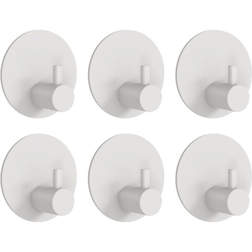 ERYI-Crochet Adhesif Mural Blanc, Patere Salle De Bain Sans Percage, Acier Inoxydable 304, Accroche Serviette Salle De Bain, Crochets Adhesifs Muraux, Toilettes Et Salles De Bains, 6 Pièces