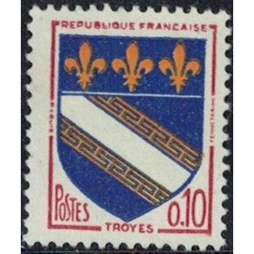 France 1963 Used Blason Armoiries De Troyes 0f10 Y&t Fr 1353 Su