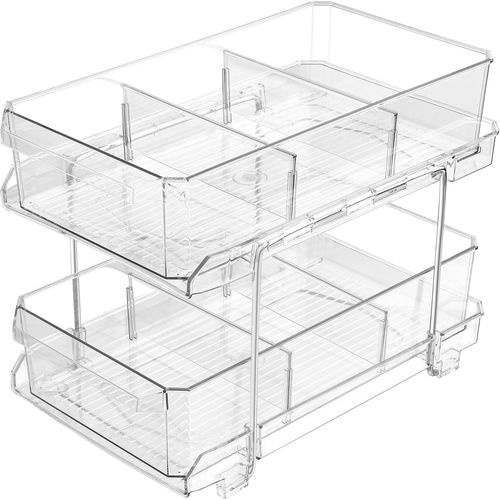 Eryi-Organisateur Salle De Bain À 2 Niveaux Avec Tiroirs Coulissants - Étagère Polyvalente Sous Évier, Placard Cuisine, Pharmacie, Garde-Manger Ou Comptoir - Paniers Coulissants & Séparateurs