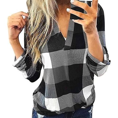 Pull Femme Flanelle Col V Manches Longues Xl Gris