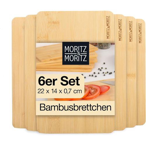 Eryi-Lot De 6 Planches À Découper En Bambou - Naturellement Antibactériennes, Robustes Et Respectueuses Des Couteaux - Polyvalentes Comme Planche En Bois De Cuisine, Planche À Pain, Planche