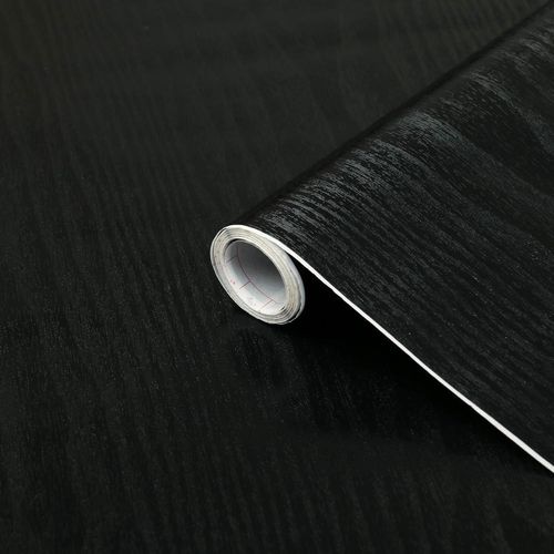 ERYI-Papier Adhésif Pour Meuble Effet Bois Bois Noir - Film Autocollant Décoratif Rouleau Vinyle - Pour Cuisine, Porte, Table - Décoration Revêtement Peint Stickers Collant - 90 Cm X 2,1 M