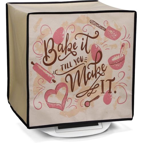 ERYI-Housse Compatible Avec Thermomix Tm5 / Tm6 - Housse De Protection Intégrale Pour Robot De Cuisine - Brun Foncé-Beige-Fuchsia