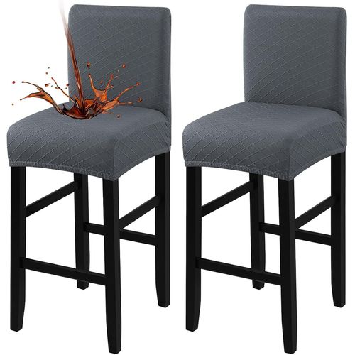 Eryi-Housse De Tabouret De Bar Imperméable Couverture De Chaise Haute De Bar Extensible Lavable Pour Chaise De Salle À Manger Courte (2 Pcs, Gris Foncé)
