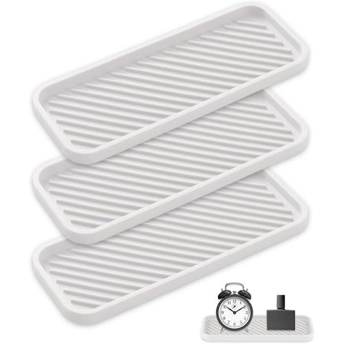 ERYI-3 Pièces Organisateur Evier Silicone,Porte Eponge Silicone Blanc,Tapis D'Égouttage,Porte Savon Cuisine Antidérapant,Rangement Eponge,Plateau Salle De Bain,Support Savon Vaissell,Repose Eponge