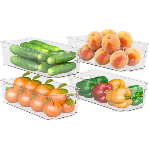 Eryi-Bacs De Rangement Garde-Manger Lot De 4, Mettre De L'ordre Dans Placard Cuisine, Salle De Bain, Les Comptoirs Bureau Avec Multi-Usages Boite De Rangement,Sans Bpa, Clair