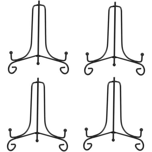 Eryi-Lot De 4 Présentoirs En Fer Style Chevalet Pour Photos, Livres De Cuisine, Assiettes Décoratives, Tableaux Et Pièces D`Art Noir 20,3 Cm