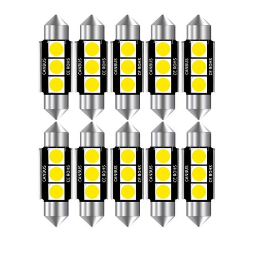 Magnet 10 Ampoules, C5w 36mm, Type Canbus Anti-Erreur, 3 Led Smd, 12v Intérieur, Plafonnier, Boite À Gant - Auto Et Moto