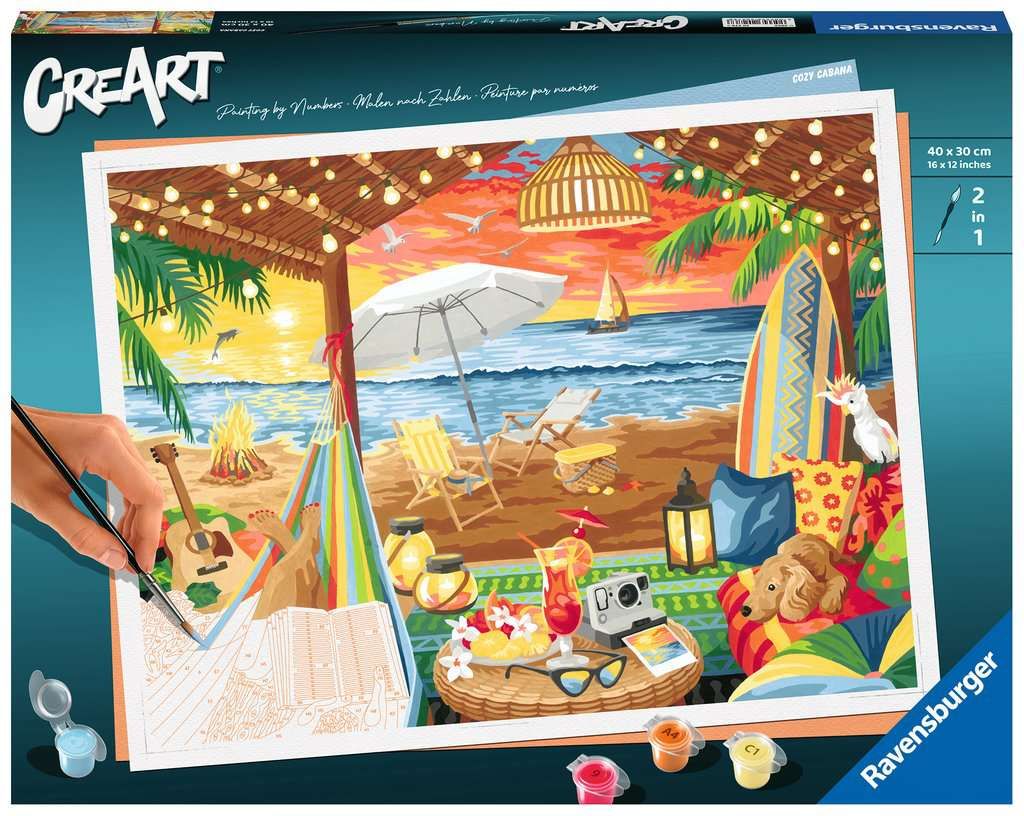 Peinture Par Numéros Ravensburger Creart Grand Format 30x40 Cm Cozy Cabana