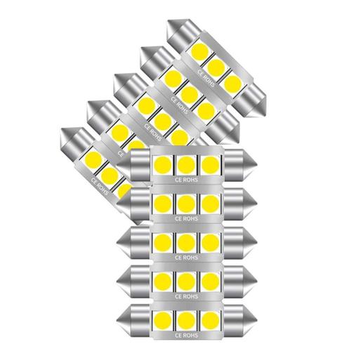 Magnet 10 Ampoules, C5w 36mm, Type Classique 3 Led Smd, 12v Intérieur, Plafonnier, Boite À Gant - Auto Et Moto