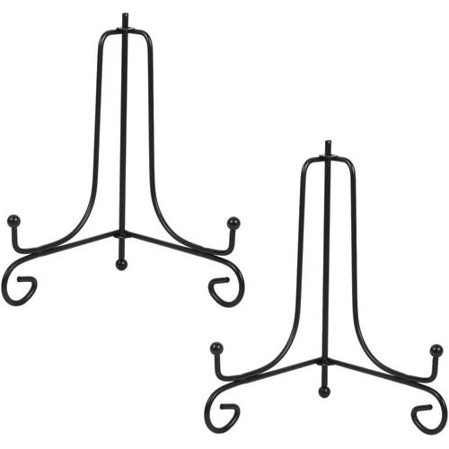 Eryi-Lot De 2 Noir Chevalets Porte Assiette Présentoirs Décoratifs En Pour Photo, Cadres Pour Image, Livres De Cuisine, Assiettes Décoratives, Tableaux Et Pièces D¿Art,8 Pouces