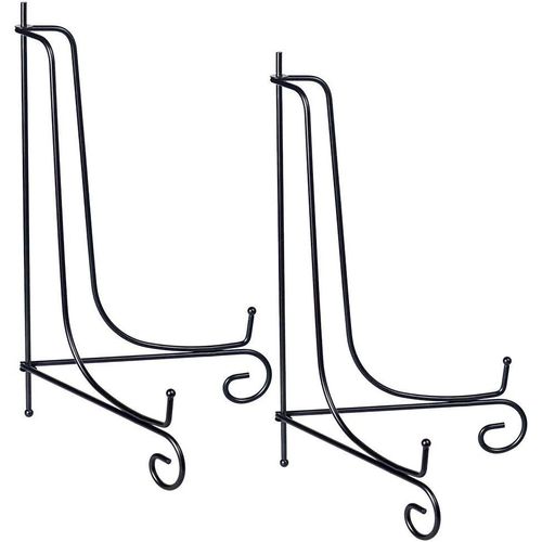 Eryi-Lot De 2 Noir Chevalets Porte Assiette Présentoirs Décoratifs En Pour Photo, Cadres Pour Image, Livres De Cuisine, Assiettes Décoratives, Tableaux Et Pièces 15 Pouces D`Art,12 Pouces