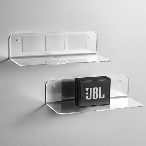 Eryi-Etagere Murale Lot De 2, Agrandissez Facilement L'espace Mural - 22,9cm Petite Etagere Murale En Acrylique Pour Chambre, Salle De Bains, Cuisine, Salon, Bureau, Avec 4 Clips Câble, Transparent