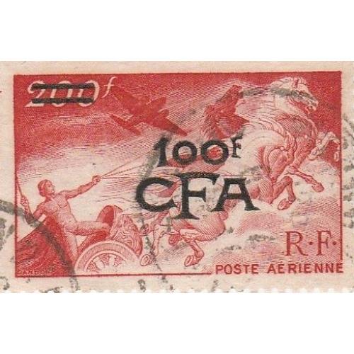 1 Timbre Oblitéré De La Réunion Avec Surcharge Cfa Emis En 1949 - Poste Aérienne