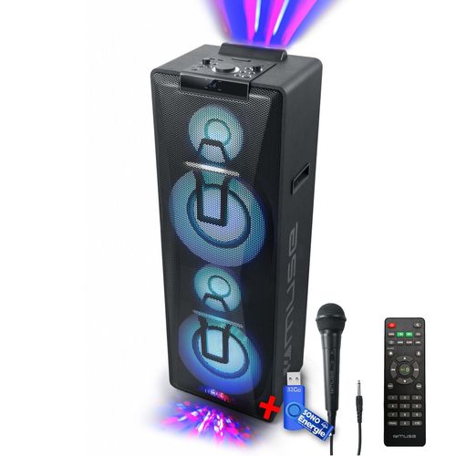 Enceinte M-1990 DJ à LED Party box double bluetooth + Micro - BT/CD/AUX/USB - 1000W+Clé USB 32G