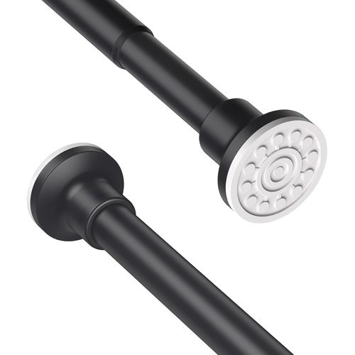 ERYI-Tringle À Rideau De Douche Noire Mate - Sans Perçage - Ne Rouille Pas - 74 Cm À 195 Cm - En Acier Inoxydable - Extensible - Pour Rideau De Douche Et Baignoire