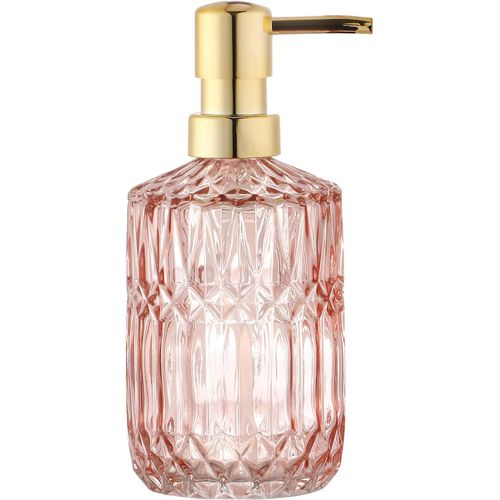 ERYI-Distributeurs De Savon Liquide Rechargeable En Verre Pour Détergent À Vaisselle, Lotion De Shampoing, Comptoir De Salle De Bain, Cuisine, Buanderie (Rose)