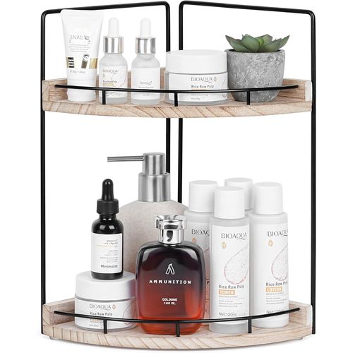 Eryi-Etagere Angle En Bois À 2 Niveaux - Etagere A Poser Sur Comptoir - Mini Etagere Salle De Bain - Petite Etagere Plan De Travail Cuisine, Étagère, Coiffeuse - Organisateur Salle De Bain