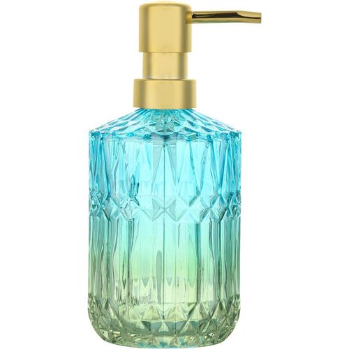 ERYI-Distributeurs De Savon Liquide Rechargeable En Verre Pour Détergent À Vaisselle, Lotion De Shampoing, Comptoir De Salle De Bain, Cuisine, Buanderie (Bleuvert)
