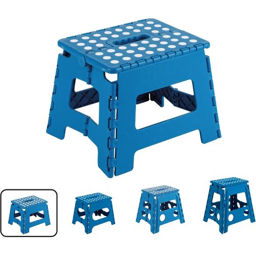 Eryi-Tb-022-A Tabouret Pliant | Marchepied Pour Adultes Et Enfants | Escabeau Pliant | Tabouret Marchepied Enfant | Tabouret Pour La Cuisine, Salle De Bain, Camping | 22 Cm Hauteur | Bleu