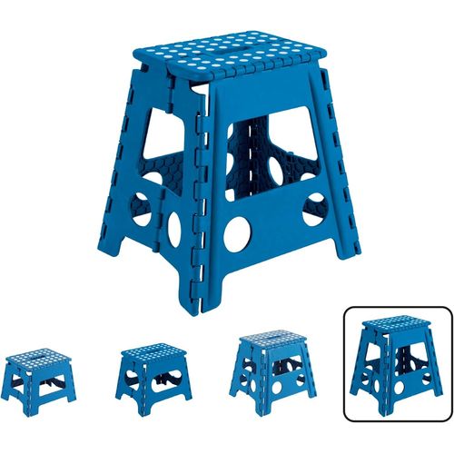 Eryi-Tb-039-A Tabouret Pliant | Marchepied Pour Adultes Et Enfants | Escabeau Pliant | Tabouret Marchepied Enfant | Tabouret Pour La Cuisine, Salle De Bain, Camping | 39 Cm Hauteur | Bleu