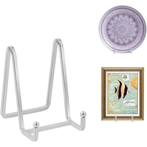 Eryi-Chevalet Support Presentoir Porte Assiette - 4.5 Pouces Metal Support Assiette Decorative - Support Cadre Photo De Table - Présentoir De Fer Pour Plaque | Livre Cuisine | Carte Postale | Art - A