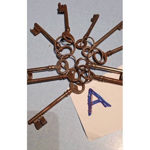 Lot De 10 Clés Clefs En Fer Anciennes 10 Cm
