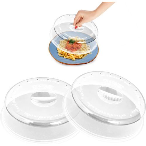 ERYI-Pack De 2 Cloches Micro Onde 24 Cm Sans Bpa Pour Cuisine - Couvercles Micro Ondes (2 Unités) - 2 Cloches Micro-Ondes D'Un Diamètre De 24 Cm