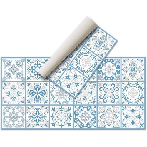 Eryi-Tapis Vinyle Hydraulique 80 X 40 Cm Bleu \U2013 Tapis Cuisine \U2013 Tapis Chambre \U2013 Tapis De Salle À Manger Antidérapant \U2013 Tapis Adaptable \U2013 Tapis Pour Enfant \U2013 Caoutchouc É