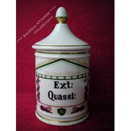 Ext: Quassi: - Pot Pharmacie - Porcelaine De Limoges - Fabriqué Par Tharaud - Avec Motifs Sphinx Et Serpents Autour De Colonnes - Laboratoire Soekami