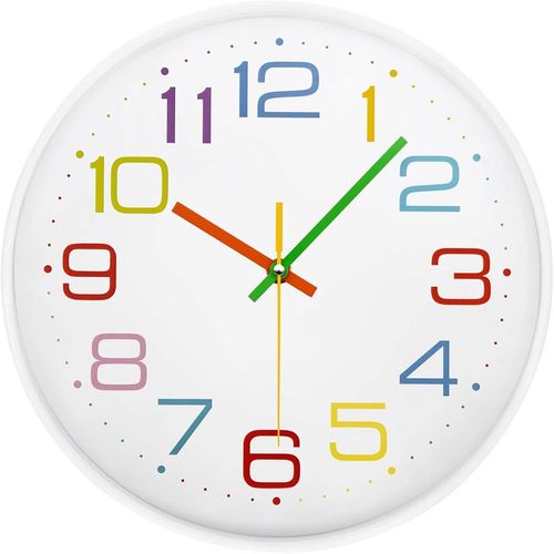 ERYI-Horloge Murale Pour Enfants 30Cm Design Moderne Avec Movement À Quartz Silencieux Et Sans Tic-Tac Pendule Murale Pour Salon, Cuisine, Bureau, Chambre