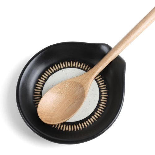 Eryi-Repose Cuillere Ceramique Pour Cuisinière Et Comptoir, Repose Cuillère À Chaleur De Cuisine, Porte Cuillere Noir, Grand Support De Cuillère Pour Louche, Spoon, Spatule, Lavable Au Lave-Vaisselle