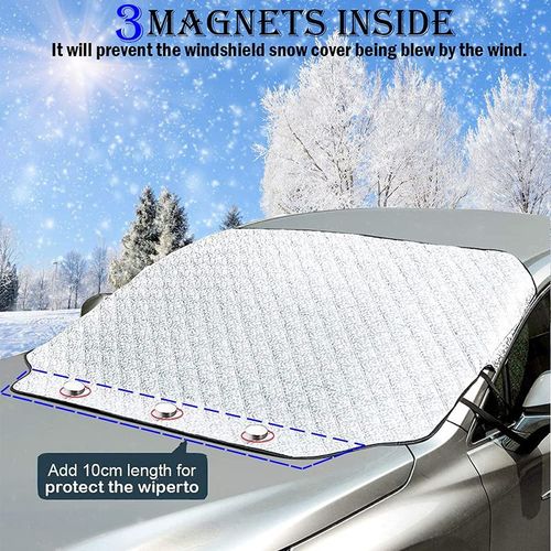 Couverture Pare-Brise Voiture, Bâche Pare Brise Protection Magnétique Couverture Repliable, Universelle Couverture Pare Brise Pour Anti Givre, Neige, Glace, Uv, Pluie & Soleil-183 X 116cm