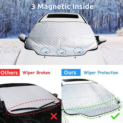 Couverture Pare-Brise Voiture Couverture Magnétique Pare Brise Voiture - Protection Hivernale Protège Contre Vent Neige Poussière Givre Soleil - Avec Aimant - 183*116*147cm