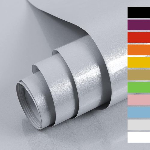 ERYI-Papier Adhesif Pour Meuble Gris Brillant 40X1000Cm, Papier Peint Adhesif, Imperméable Vinyle Autocollants Meubles Cuisine Murs Tables Salles De Bain Armoires Comptoirs