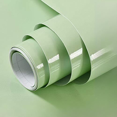 ERYI-Papier Adhesif Pour Meuble Vert Brillant 40X300Cm, Papier Peint Adhesif, Imperméable Vinyle Autocollants Meubles Cuisine Murs Tables Salles De Bain Armoires Comptoirs