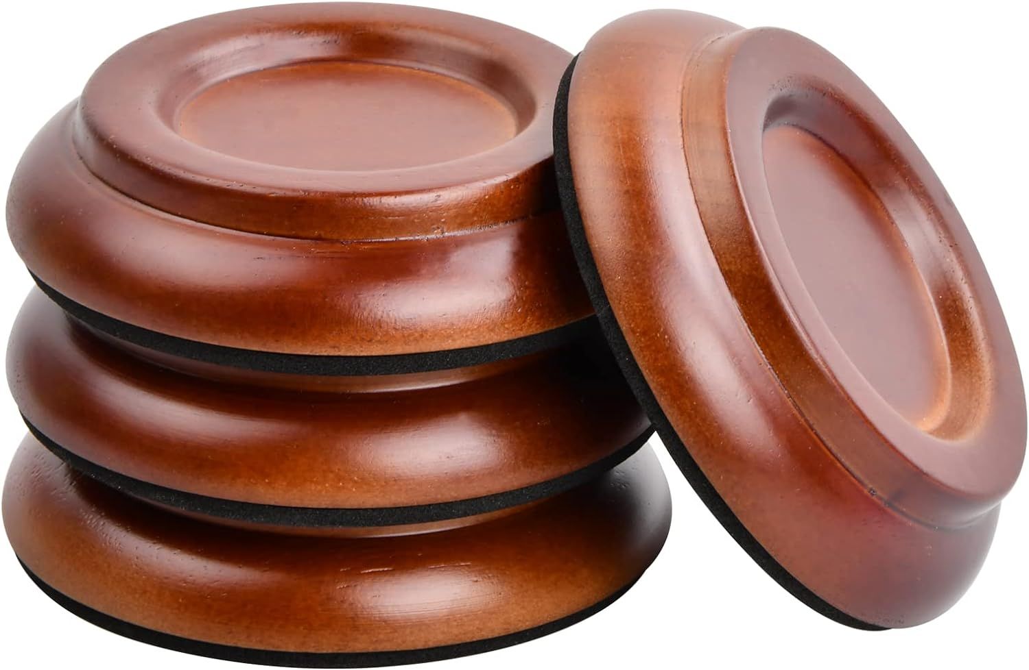 4 PièCes De Coussinets De Pied De Piano Ronds En Bois De HêTre Ensemble  Accessoires De Tasses De Roulette De Piano Droit (Noir)