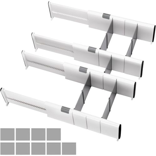 Eryi-Organisateur Tiroir Separateur Tiroirs Separateur Tiroir Cuisine Organisateur Cuisine Réglable Organisateur De Tiroir À Ressort Avec 9 Inserts Pour Cuisine Chambre Commode 27 À 44 Cm Lot De 4