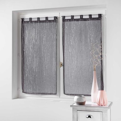 Eryi-, Paire De Voilages À Passants (2 X 45 X 160 Cm) Filiane Anthracite, Voile Sablé