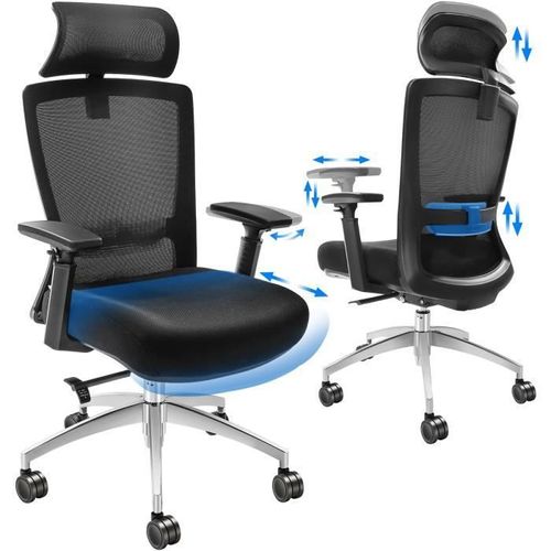 Fauteuil De Bureau - Vevor - Chaise Bureau Ergonomique Fauteuil Soutien Lombaire Appui-Tête Réglable