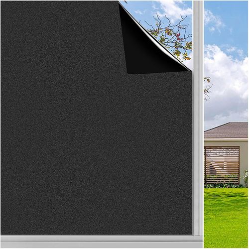 ERYI-Fenêtre Auto-Adhésif Verre Dépoli Film Intimité Opaque Anti-Uv Statique Pour Salle De Bain Bureau Noir Mat 44.5 X 200Cm