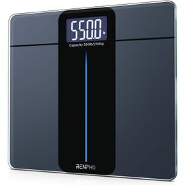 Eryi-Pese Personnes 250kg, Balance Pese Personne À Très Grande Capacité, Pese-Personne À Grande Plateforme Avec Grand Écran Led, Très Précis À 0.05kg, 33x30cm, Core 1l