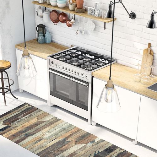 Eryi-Tapis De Cuisine Antidérapant Vintage Wood 50x120 Tapis De Protection De Sol En Vinyle 100% Fabriqué En Italie, Avec Encre Non Toxique, Ignifuge Et Résistant À L'eau