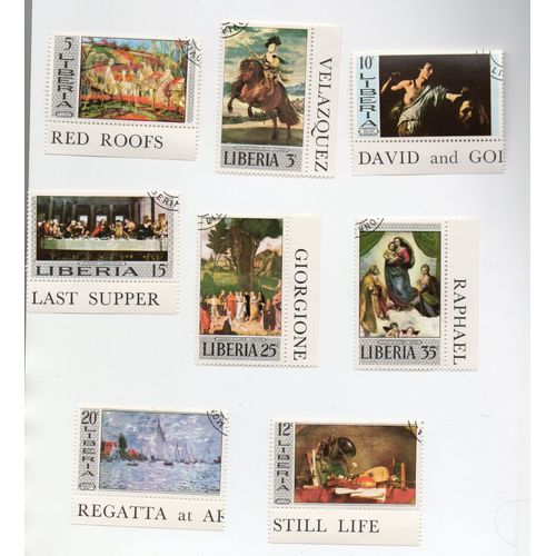 Libéria- Lot De 8 Timbres Oblitérés- Tableaux