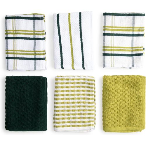 Eryi-Torchons Cuisine Coton Premium ¿ Pack De 6 Chiffons Cuisine Microfibre Et Éponge, Chiffons Coton Absorbants, Linges De Nettoyage Couleur Vert Bouteille
